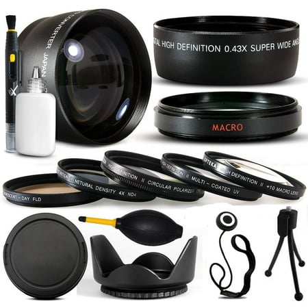 10 Piece 58MM Ultimate Lens Package For Canon EOS Rebel T5I T4I  SL1 T2i T3 T3i 60D 7D XS i XT XTI XS 50D 40D 30D 20D 6D 5D 1D DSLR Includes .43x + 2.2x Lens + 5 Piece Filter