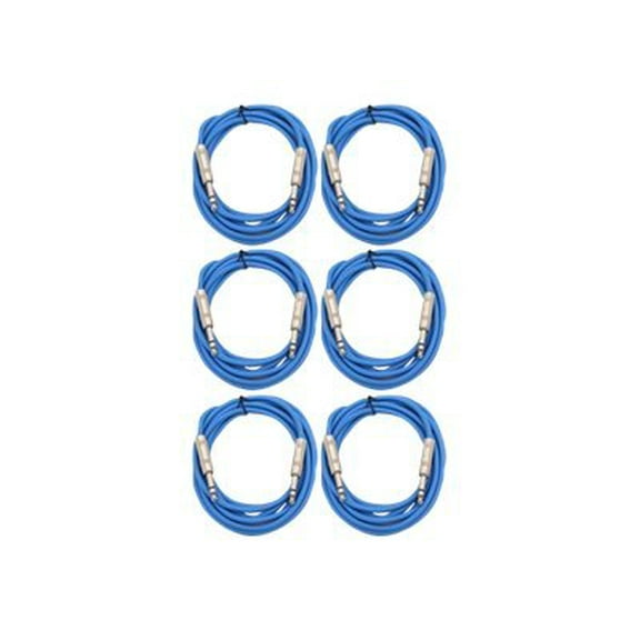 Seismic Audio New 6 PACK Blue 1/4" TRS 10' Patch Cables Blue - SATRX-10Blue6
