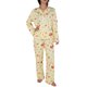 thumbnail image 1 of Soft Pjs Set Nuevos Pijamas Estampados Manga Larga Con Aberturas Pantalones Irregulares Trajes Sueltos Wo (M) Amarillo, 1 of 9