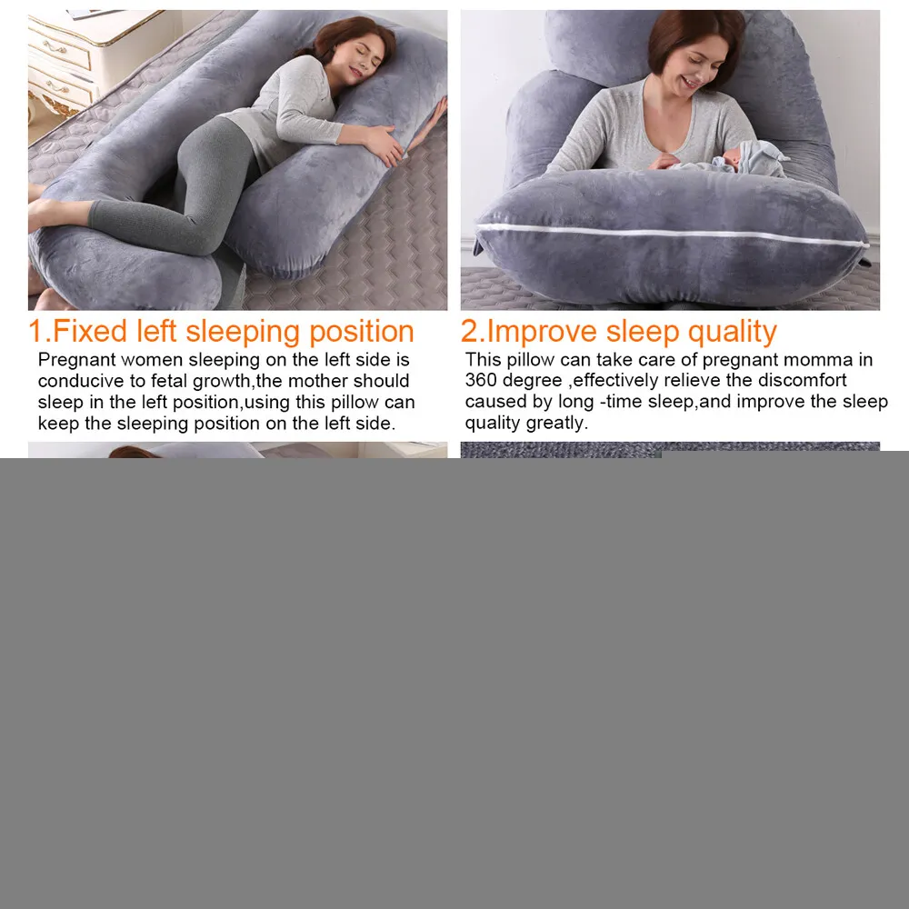 TOPCHANCES Pregnancy Pillow with Soft Velvet Cover - J Shaped Body Pillow for Pregnant Women