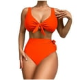 thumbnail image 3 of Efsteb 2 Piece High Waisted Bikini Set for Women Bandage V Neck Split Swimsuit Two Piece Bathing Suit (Orange,L), 3 of 6