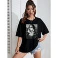 thumbnail image 4 of Mona Lisa Print Drop Shoulder Tee Graphic Tees Women Tops, 4 of 6