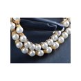 thumbnail image 3 of Retro 1960s Choker Faux Pearl Bead Metal Cuff Chain Link Cream Ribbon Necklace, 3 of 5