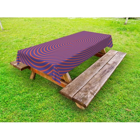 

Psychedelic Outdoor Tablecloth Hypnotic Spiral Pattern Spell Theme Optic Illusion Effect Retro Illustration Decorative Washable Fabric Picnic Tablecloth 58 X 104 Inches Violet Orange by Ambesonne