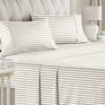 thumbnail image 2 of Striped Bed Sheets - Pin Striped Sheets - Beige Sheets - Tan Striped Sheets - King Striped Sheets - Hotel Luxury Bed Sheets - Deep Pockets - 4 Piece Set - Breathable & Cooling, 2 of 15