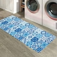 thumbnail image 6 of Kitchen Rugs and Mats,Moroccan Blue Tile Pattern Square Plaid 2 Piece Anti Fatigue Area Runner Rug Set Comfort Standing Floor Mat,Portuguese Tiles Traditional Non Slip Absorbent Doormats for Laundry, 6 of 6