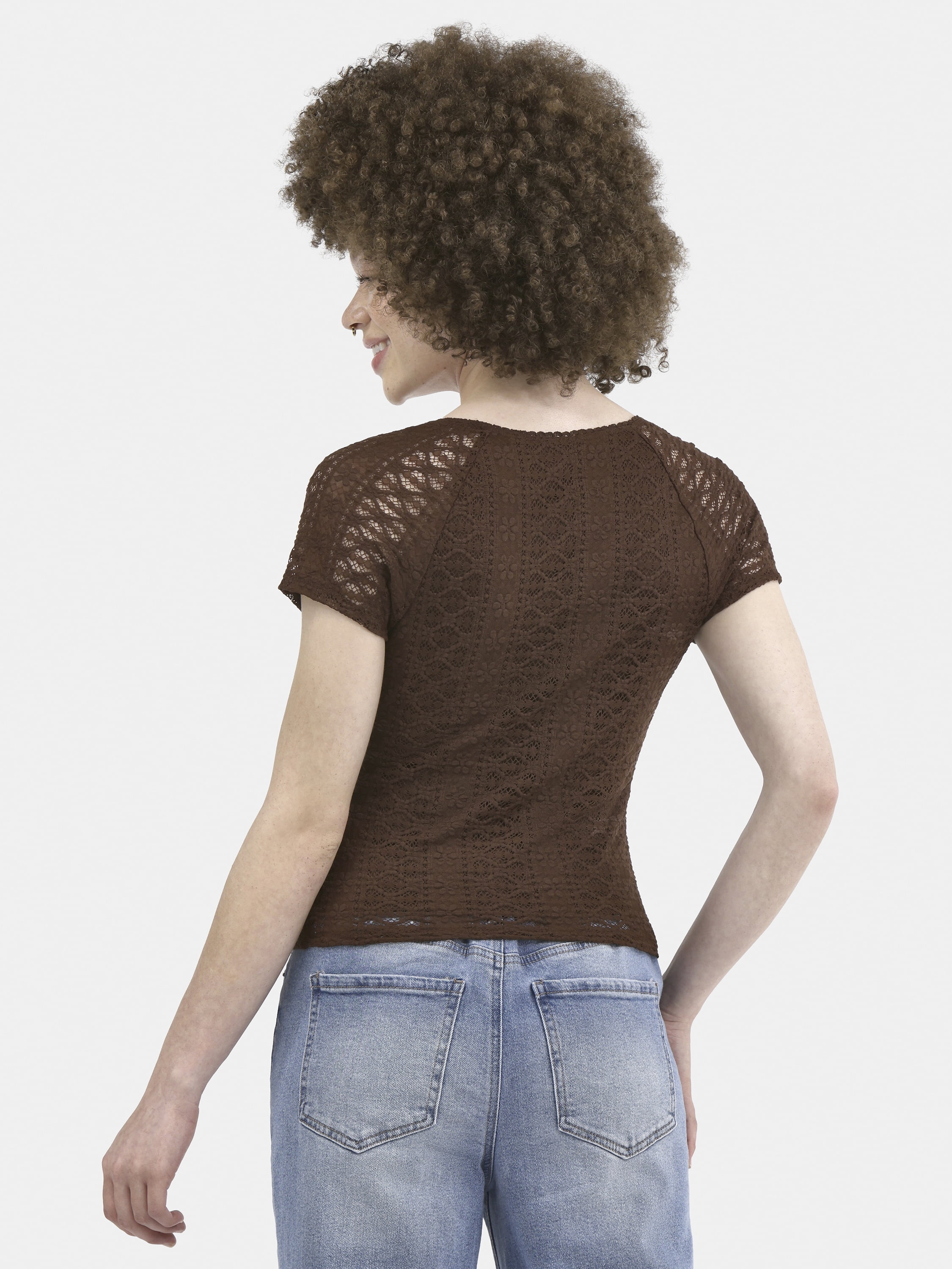 No Boundaries Lace Square Neck Top, Women's