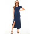 thumbnail image 4 of Bearsland Women's Short Sleeve Maternity Dress Ruched Split Pregnancy Maxi Dresses 2-Pack, 4 of 7