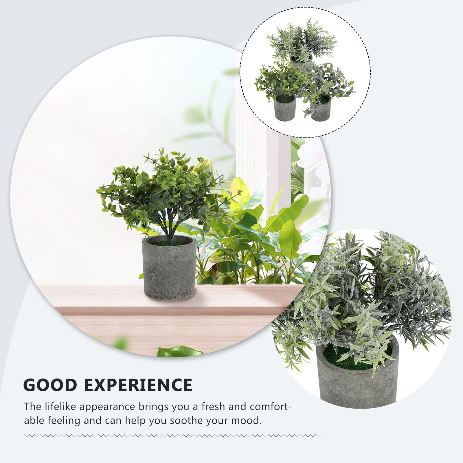 FUEENIRVA 3-Pack Faux Potted Plants Set, Realistic Bonsai Artificial Greenery for Home and Office Décor, Multi-Color Options