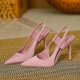 thumbnail image 5 of French Designer Women's Pink High Heels, Thin High Heels Mules Slim Heels Elegant Sandals Shoe, 5 of 5