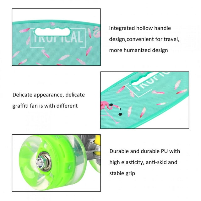 Haofy Skateboard For Beginners,Longboard Small Fish Skateboard Handheld Board For Youth Kids Beginners With Flashing,Longboard Skateboard