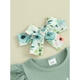 thumbnail image 5 of Newborn Baby Girl Daddy Clothes Set Daddy's Girl Ribbed Short Sleeve Romper Floral Shorts 3Pcs Summer Outfits, 5 of 7