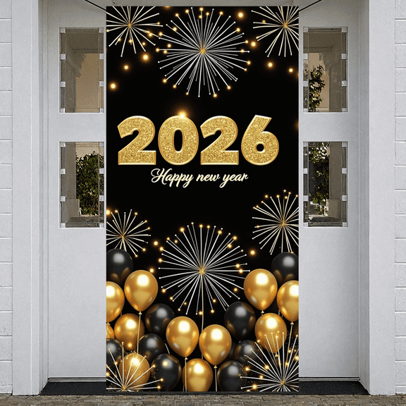 Golden Design New Year Banner 2026 Festive Crown Decoration Celebration Event for Indoor Party Holiday Festivity