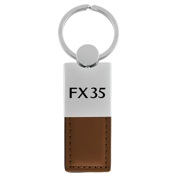 Infiniti FX35 Duo Rectangular Leather Key Chain (Brown)