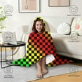 thumbnail image 4 of Wearable Blanket,Rainbow Color Checkered Pattern Hooded Wearable Flannel Blanket for Adults & Teens,Winter Poncho Shawl Wrap Cape Cozy Anti-Pill,50"x60", 4 of 5