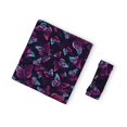 Fotbe Purple Butterfly Print Baby Swaddle Blanket and Headband Set