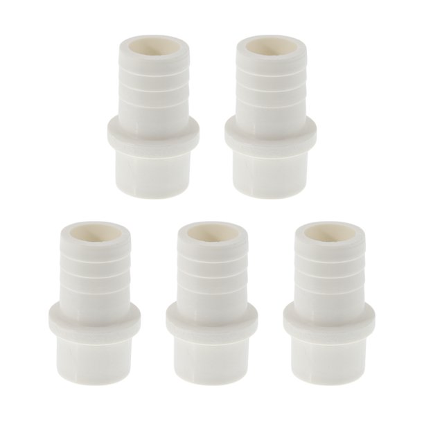 Conector de tubo recto de plástico con barbilla de 1.3"x1.2" color blanco, 5 piezas