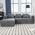 thumbnail image 4 of Villeston Modular Sectional Sofa, Chenille L-shaped Sofa with Chaise longue, Equipped with Side Pockets for Living Room,Gray, 4 of 8