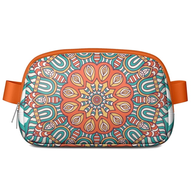 Geometric Mandala Belt Bag - Folk Style Pattern Adjustable Fanny Pack for Sports Enthusiasts