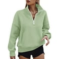 thumbnail image 6 of Jalioing Quarter Zip Long Sleeve Pullover for Women Solid Collared Casual Athletic Sweatshirt Fashion Loose Tops, 6 of 8
