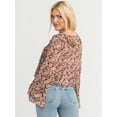 thumbnail image 3 of Jessica Simpson Women's Stayce Cropped Ruffle Top with Long Sleeves, Sizes XS-XL, 3 of 6