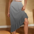 thumbnail image 2 of LIBRCLO Skirts for Women Midi Length Ruffle Hem Asymmetrical Gradient Skirts Fashion Elastic Waist Drawstring Ladies Clothes, 2 of 8