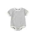 thumbnail image 1 of Qmyliery Baby Short Sleeves Romper with Color Matching, Bottom Button Clothing Casual, 1 of 8