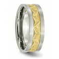 thumbnail image 5 of Stainless Steel Grooved Yellow IP-plated Mens 8mm Brushed Band, 5 of 11