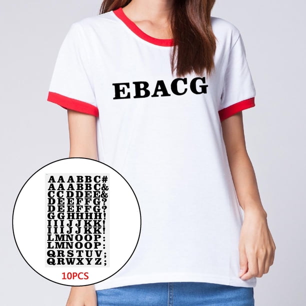 Parches de transferencia hierro en adhesivo perfecl letras lavables y de flocado para DIY camiseta bolsa decoración 27x18.5cm Negro