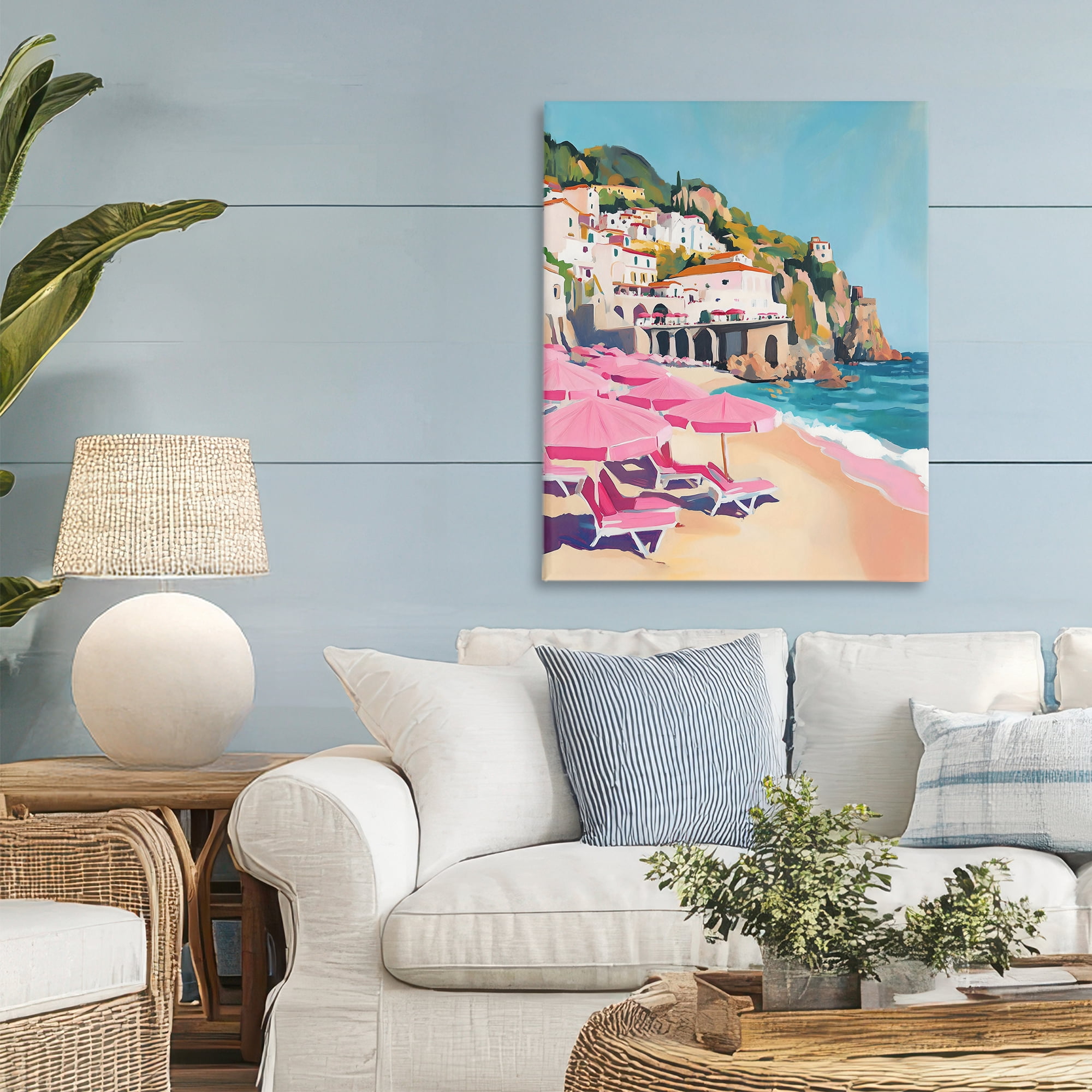 Stupell Industries Pink Beach Chairs on Shoreline Canvas Wall Art, design by The Prints Vibe
