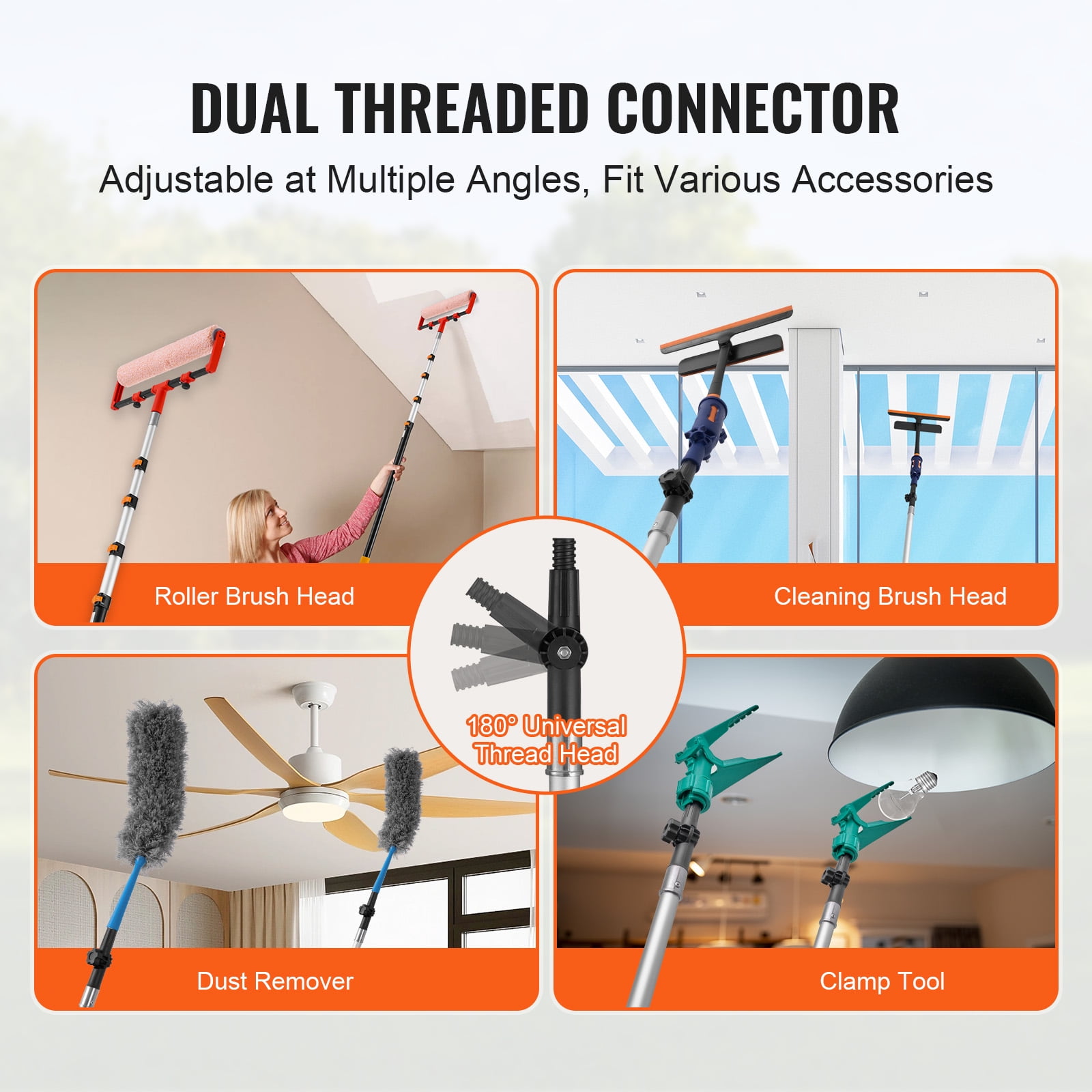 KFFKFF Extendable Rod, Ranging from 7 to 30 FT, Multipurpose Extension Rod, Robust Aluminum Alloy Paint Lengthening Rod with Flip-Lock Mechanism, Adjustable Rod for Paintwork