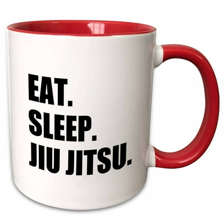 

3dRose Eat Sleep Jiu Jitsu - Japanese martial art - Ju Jutsu Jujutsu jujitsu - Two Tone Red Mug 11-ounce