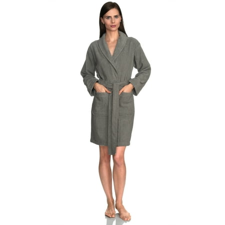 

TowelSelections Women s Robe Turkish Cotton Short Terry Bathrobe Medium Sharkskin