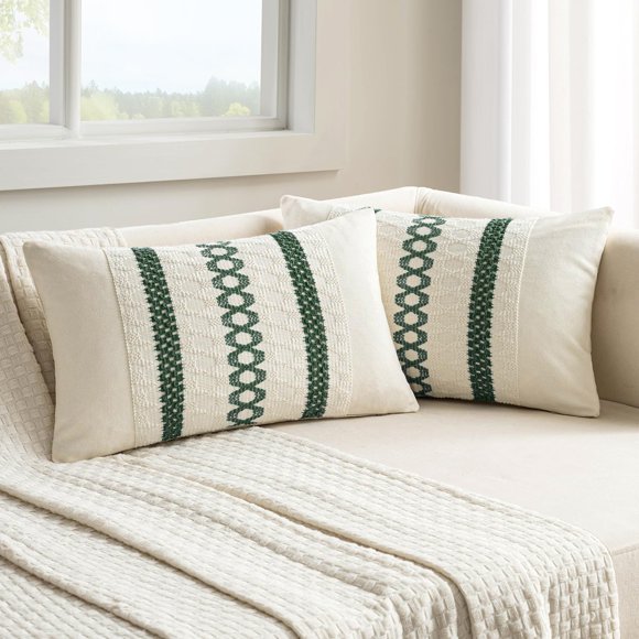 Juego de 2 fundas de almohada decorativas MIULEE, 30 x 51 cm, color verde oscuro
