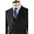 thumbnail image 3 of Black Suit, Double Breasted Swallow Collar Woven Men's Suit, 3 of 6