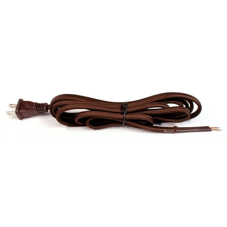 Rayon Wall Lighting - Creative Hobbies Brown Rayon Cloth Covered Electric Lamp Cord with End Plug, Stripped Ends Ready for Wiring -8 Foot, SPT-2 UL Listed