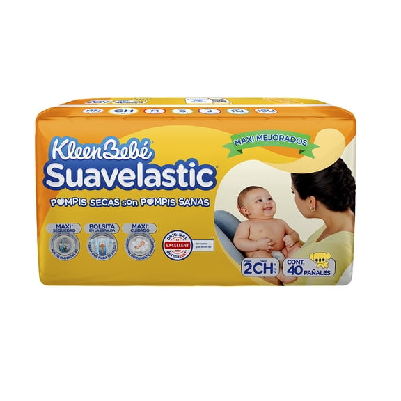 Pañales para bebe Kleenbebé Suavelastic Etapa 2 Chico Unisex 40 Piezas