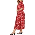 thumbnail image 2 of HAPPY BAY Women's Loungewear Casual Long Kaftan Beach Cover Up Slit Dress Maxi Dresses Caftans for Women 2X-3X Carmine, Tropical, 2 of 3