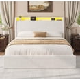 thumbnail image 1 of Queen Size Bed Frame with 4 Storage Drawers & Storage Headboard, Platform Bed Frame with Charging Station, USB Ports and LED Light, Noise-Reducing Metal Support, No Box Spring Needed, 1 of 7