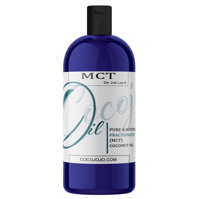 Dr Joe Lab MCT Oil - Aceite de coco fraccionado puro sin OGM Triglicéridos de cadena media Aceite vegano a granel - 32 oz - para piel, cabello, uñas, cuerpo, vello facial
