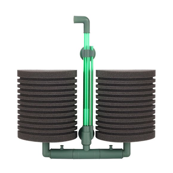 Fareti Air Driven Sponge Filter, Quiet Aquarium Filter, Aquarium Double Sponge Filter for Fresh Water and Salt-Water Fish Tank