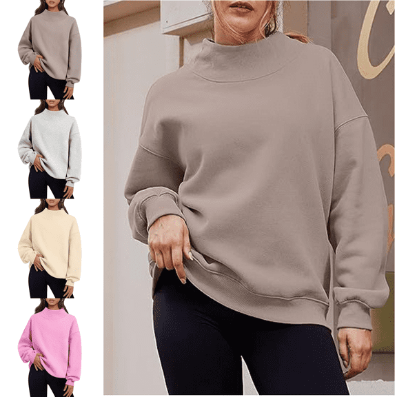 Mifsaly Oversized Sweatshirt for Women Turtleneck Long Sleeve Pullover Tops Drop Shoulder Sport Hoodie Fall Fashion Outfits 2025 Preppy Clothing