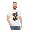thumbnail image 5 of Halloween Witch with Black Cat Unisex Heavy Cotton Tee T-Shirt, 5 of 12
