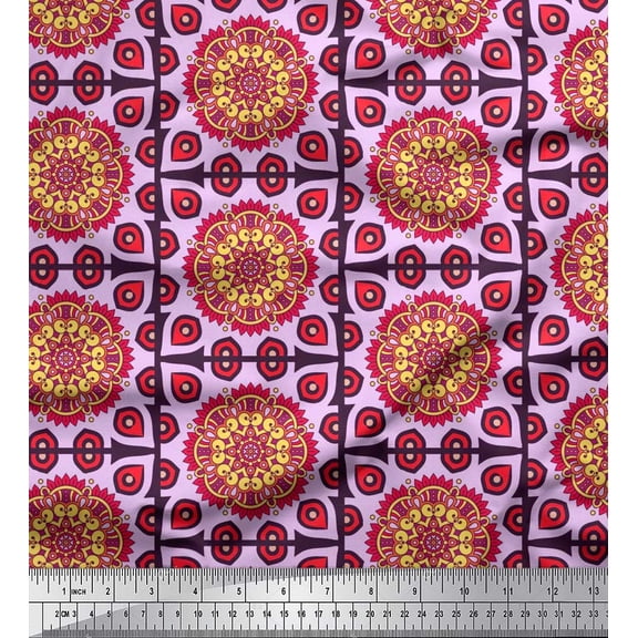 Soimoi Poly Georgette Fabric Arrow & Floral Mandala Print Fabric by The Yard 42 Inch Wide