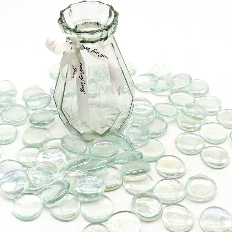 Flat Glass Marbles for Vases - 5 LB Clear Decorative Stone Beads