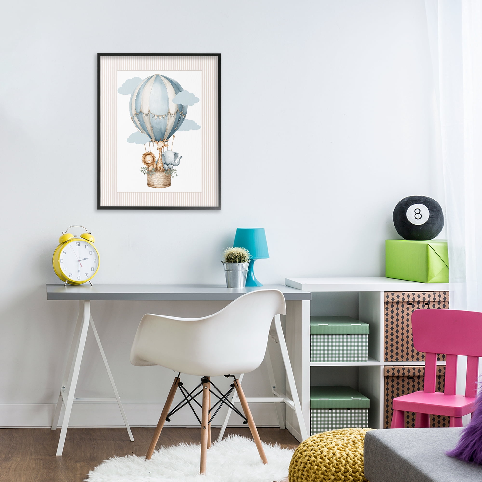 Stupell Industries Hot Air Balloon Animals Black Framed Giclee Art, design by Christine Simpson Art