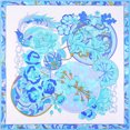 thumbnail image 4 of Grace Scarves 100% Silk Scarf With Hand Rolled Edges, Large, Circle Of Flowers, Light Blue, 4 of 4