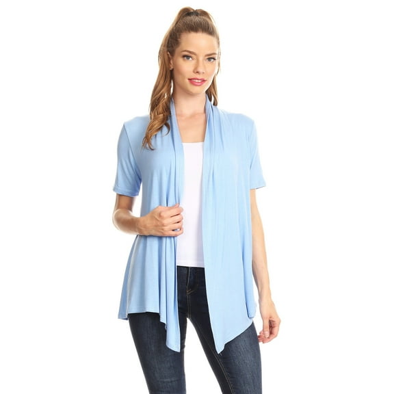 MOA Collection Casual Open Front Short Sleeve Cardigan
