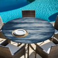 thumbnail image 5 of Abstract Blue Round Tablecloth 55-60 Inch Round Fitted Table Cloth with Elastic Edge, Watercolor Gradient Neutral Brush Textured Waterproof Table Cover Protector for Outdoor Picnic Party Dining, 5 of 6