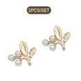 thumbnail image 3 of Sonducket 2 piezas horquilla ligera tocado espalda plana diseño no perforado perla flor hebilla accesorios para el cabello para tipo 1 Ropa, zapatos y accesorios Miscelánea hojas de perla Sonducket AP009386-04, 3 of 6